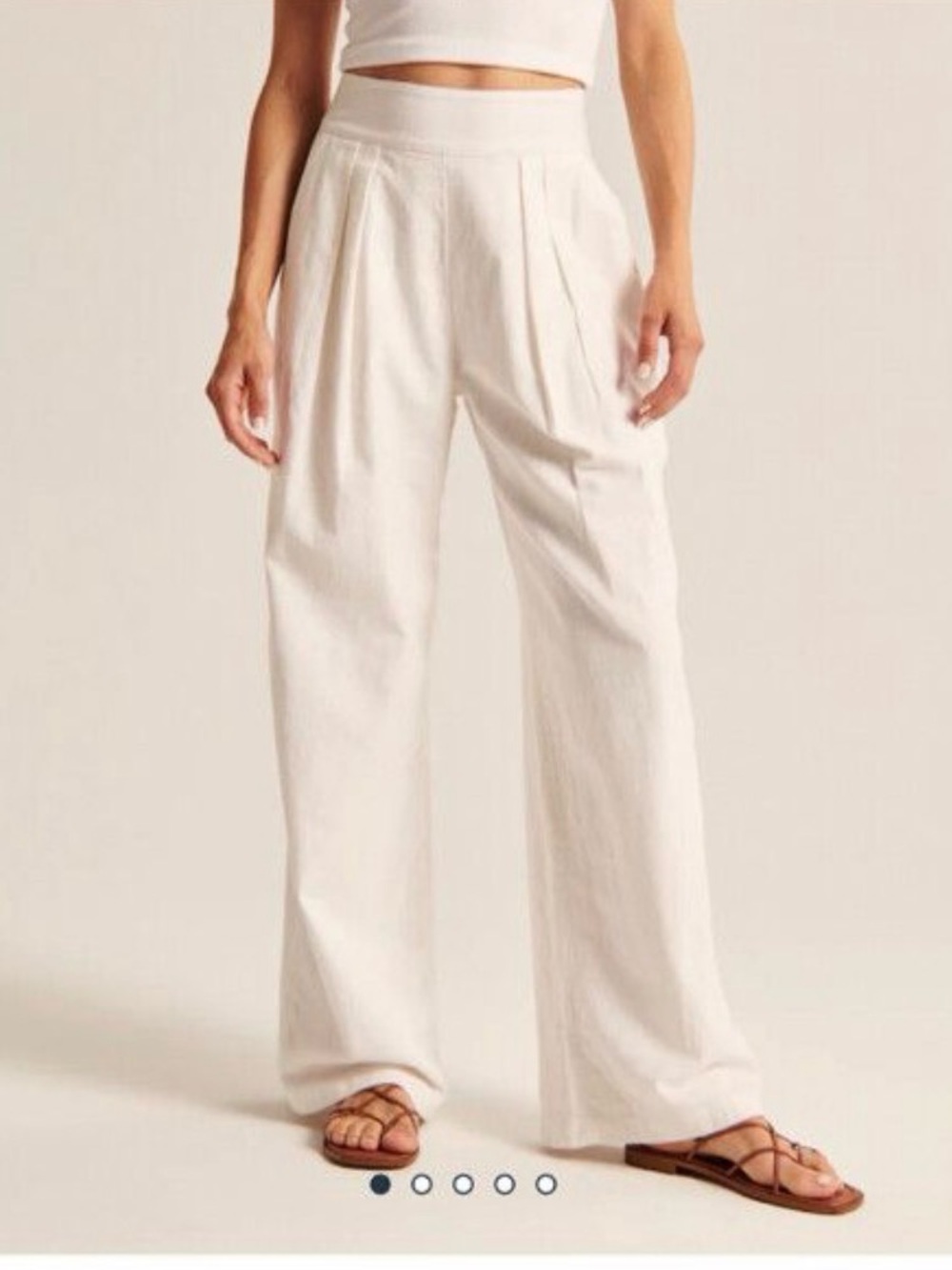 Abercrombie & Fitch Wide-Leg High-Rise Linen Blend Pants in Cream